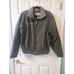 Men's Columbia Med Full Zip Up Jacket Green Work, Outdoors Style Lined Warm Read